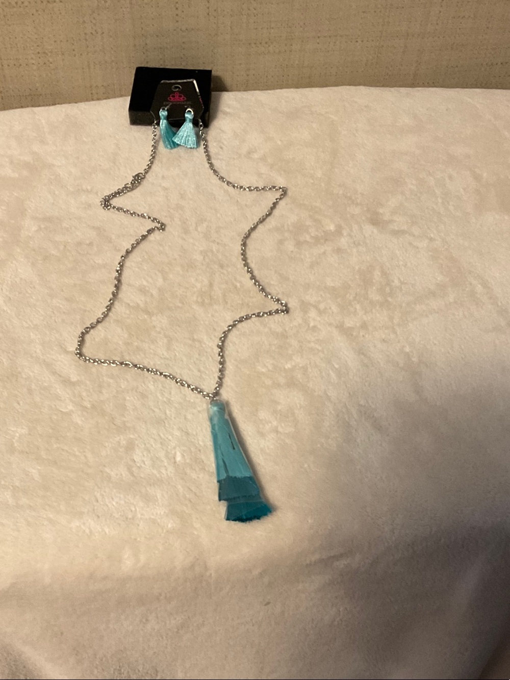 paparazzi Aqua Blue Tassel Necklace with Matching Earrings
